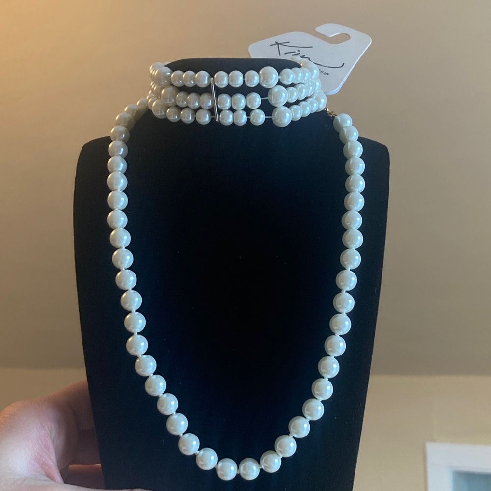 Kim Rogers Classic Cream Pearl Style Bracelet & Necklace Set - Picture 11 of 11